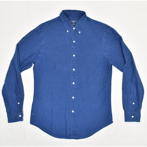 Ralph Lauren Men's Button Down Shirt Cotton Blue Size M Slim Fit Indigo Oxford
